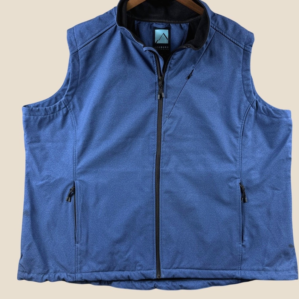 Iceburg Outerwear Vest Men 3XL Blue Softshell Full Zip Fleece Lined Gorpcore Tag